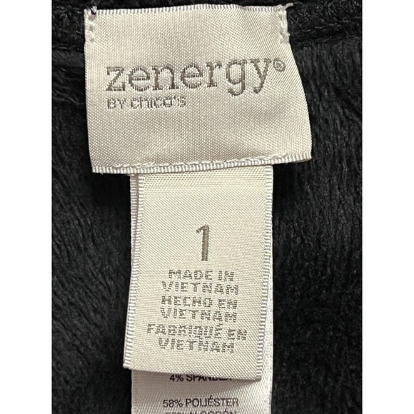Zenergy By Chicos Jacket Womens Medium Black Open Front Shawl Collar Cardigan - Picture 2 of 9